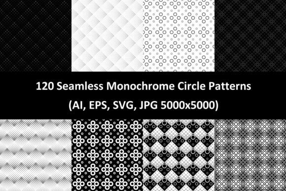 120 Seamless Monochrome Circle Patterns for Creative Projects
