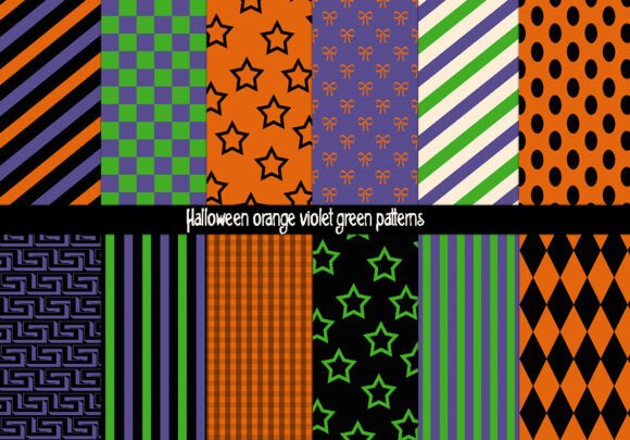 Halloween Orange Violet Green Patterns for Creative Projects