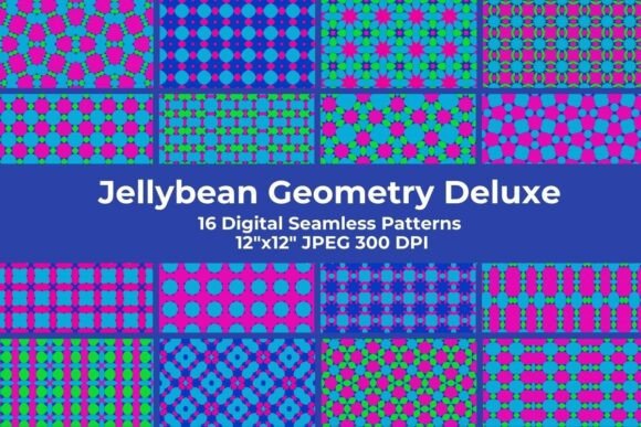 Jellybean Geometry Seamless Patterns: A Playful Twist on Spring Design