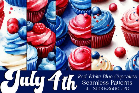 July 4th Cupcakes Seamless Patterns 1: A Unique Collection for Patriotic Crafting and Design