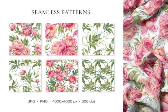 PEONY Watercolor Frames Patterns - Vol.2: Romantic Designs for Creative Projects