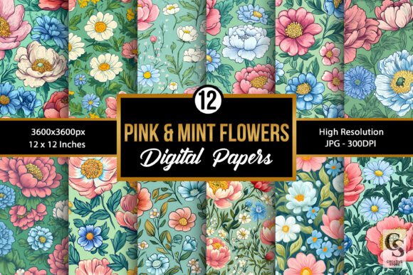 Pink and Mint Flowers Seamless Patterns: A Versatile Design Element for Modern Creatives
