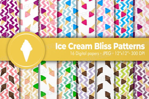 Sweet Treats Ice Cream Patterns Bundle: A Creative Resource for Themed Designs and Projects
