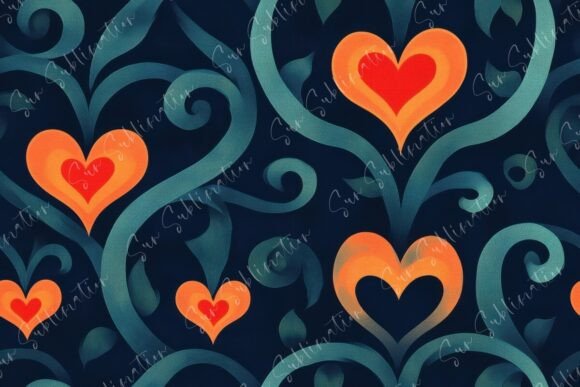 Vibrant Heart Patterns on Dark Seamless