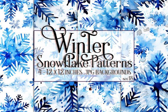 Watercolor Winter Snowflake Patterns 13: A Versatile Collection for Creative Projects