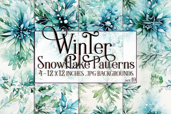 Watercolor Winter Snowflake Patterns 19: A Versatile Design Collection for Creative Projects
