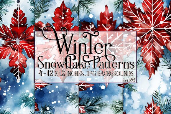 Watercolor Winter Snowflake Patterns 26 – A Versatile Design Resource for Creative Projects