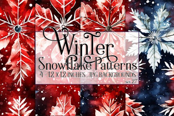 Watercolor Winter Snowflake Patterns 27