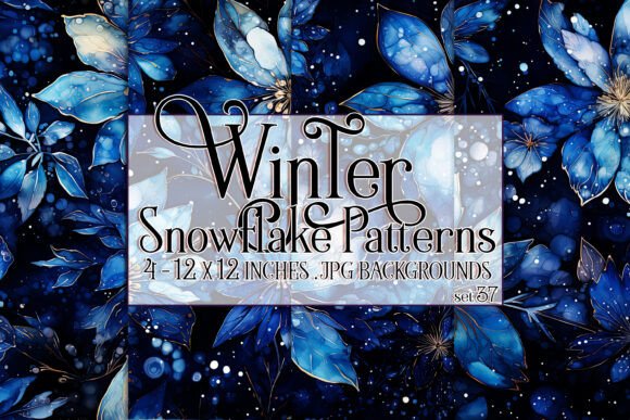 Watercolor Winter Snowflake Patterns 37