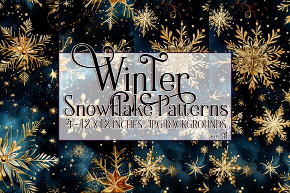 Watercolor Winter Snowflake Patterns 41