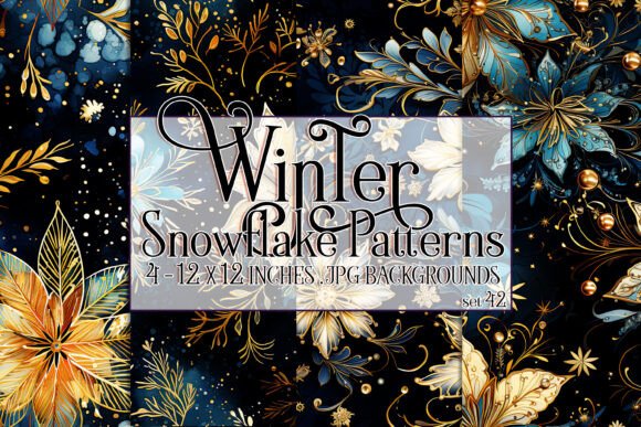 Watercolor Winter Snowflake Patterns 42