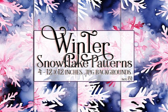 Watercolor Winter Snowflake Patterns 51: A Versatile Set for Creative Projects
