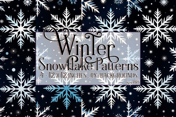 Watercolor Winter Snowflake Patterns 55 – A Unique Collection for Creative and Commercial Projects