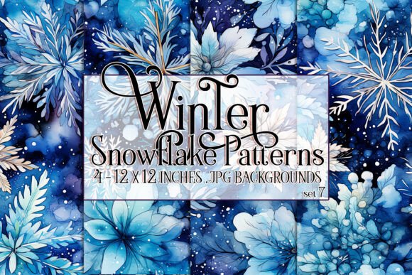 Watercolor Winter Snowflake Patterns 7: A Versatile Design Resource for Creative Projects