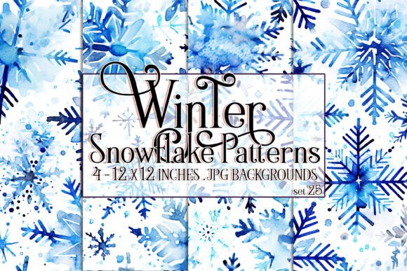 Watercolor Winter Snowflake Patterns for Creative Projects