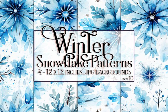 Watercolor Winter Snowflake Patterns for Modern Design